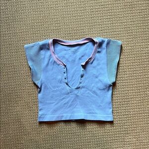 Urban Outfitters Blue and Pink Cropped Top - M/L